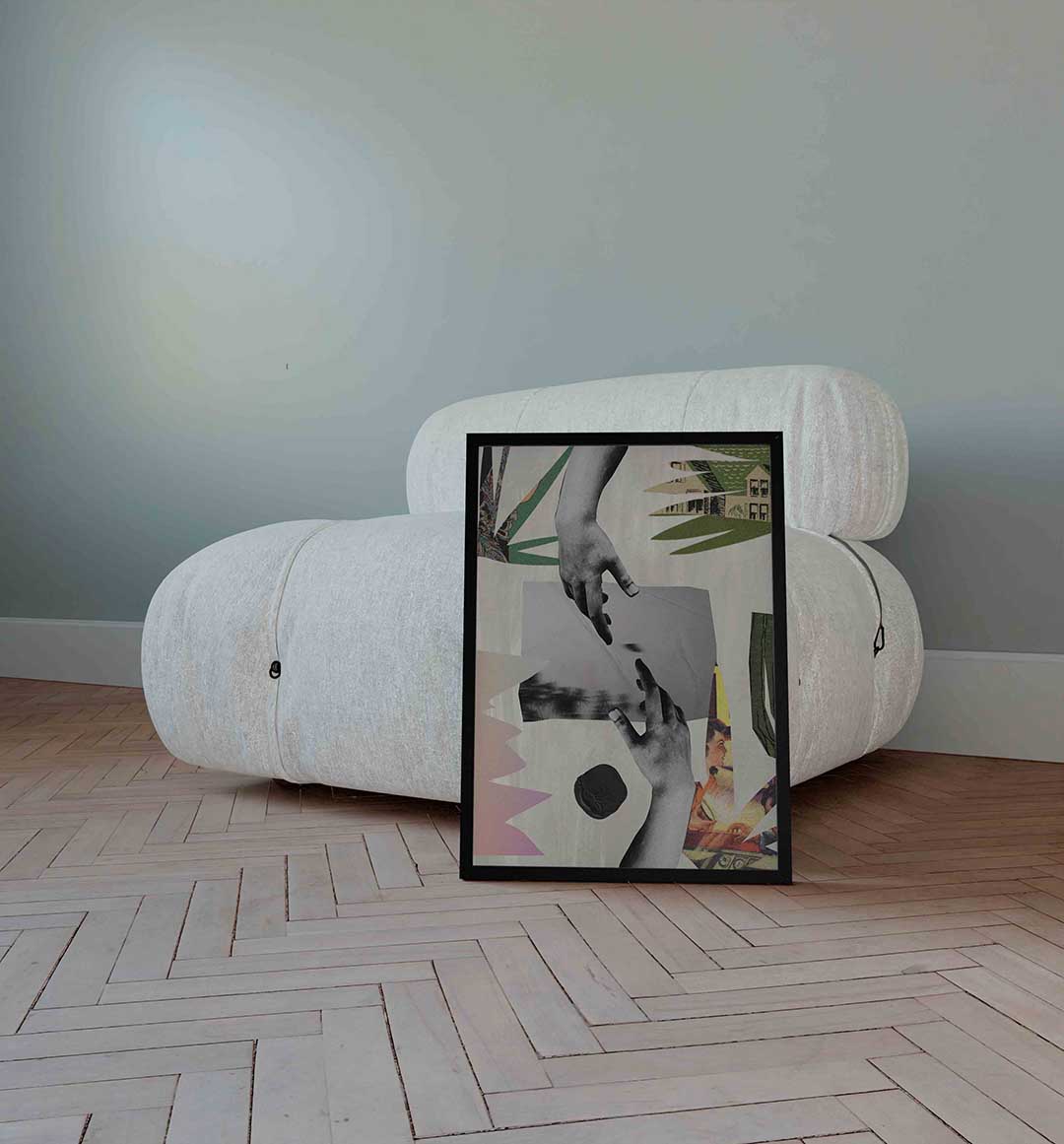 Handen en collage – grafische wandkunst als portret poster