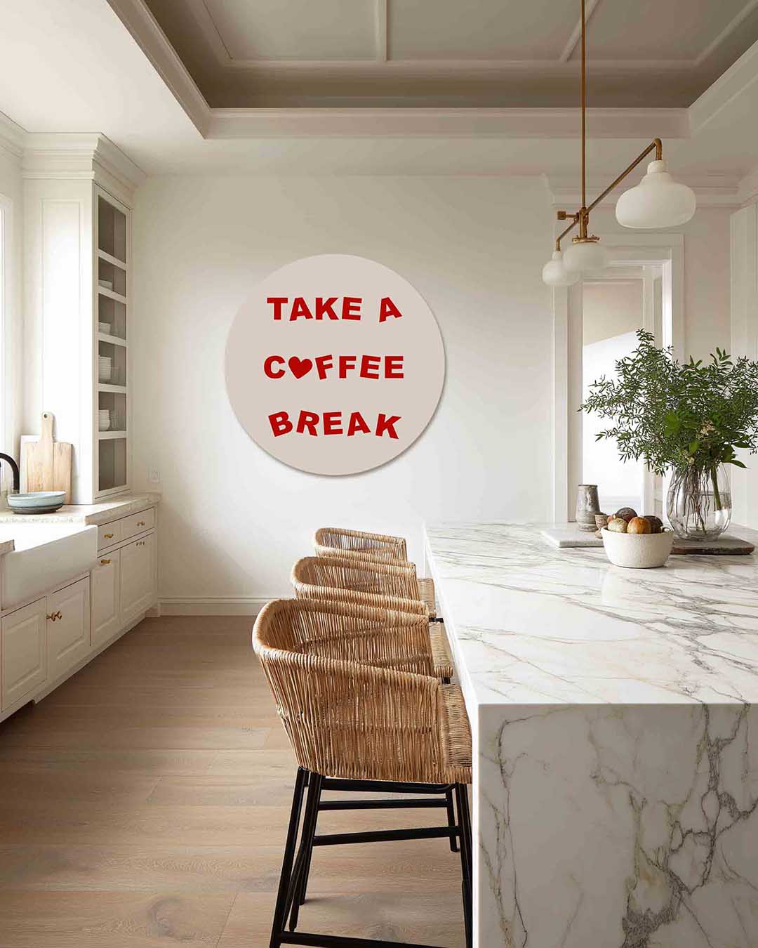Take a coffee break – Pop Art muurcirkel als ronde wanddecoratie