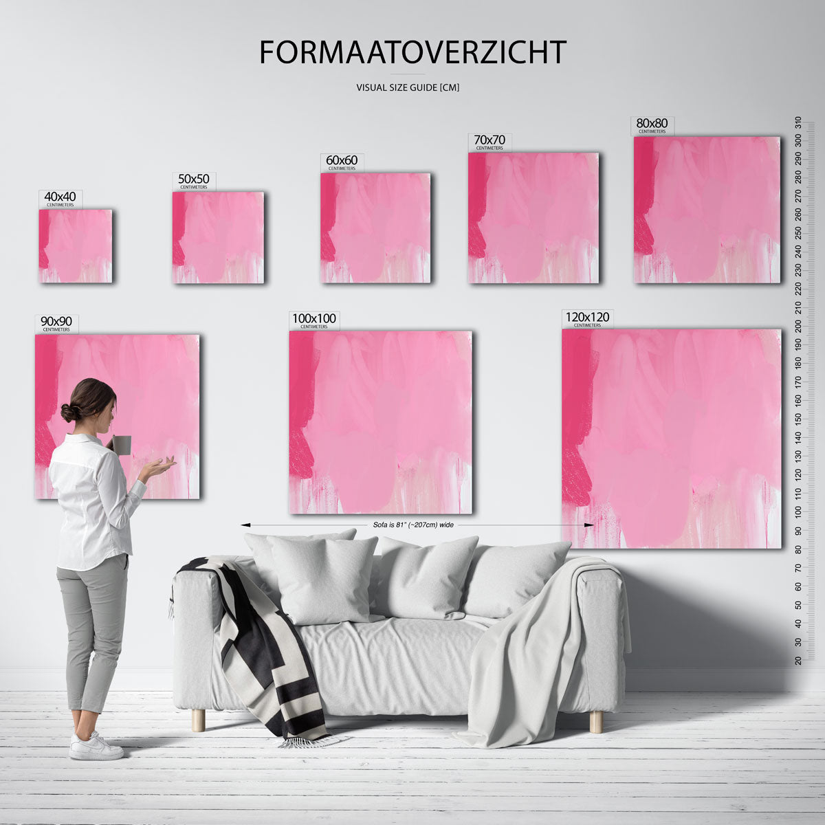 Roze abstracte vormen – vierkante muurposter met kleurrijke vormen