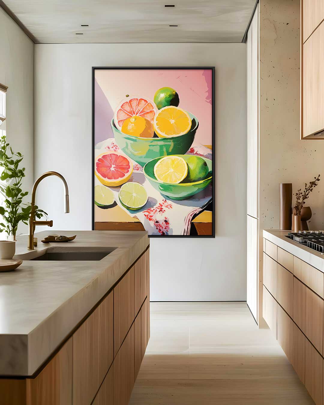 Kleurrijke Citrus Schilderij – staand kunstwerk voor modern interieur