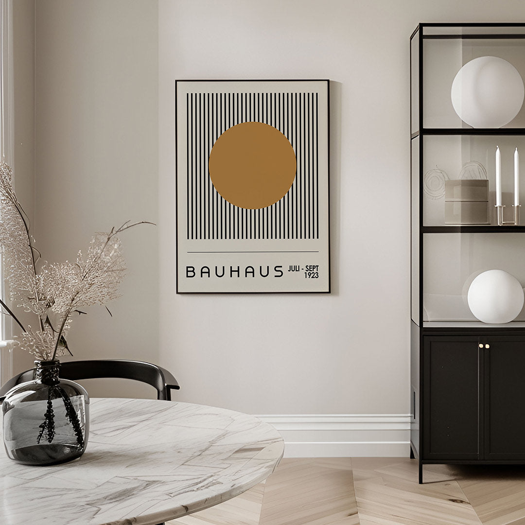 Cirkel en lijnen – geometrische Bauhaus poster in staand formaat