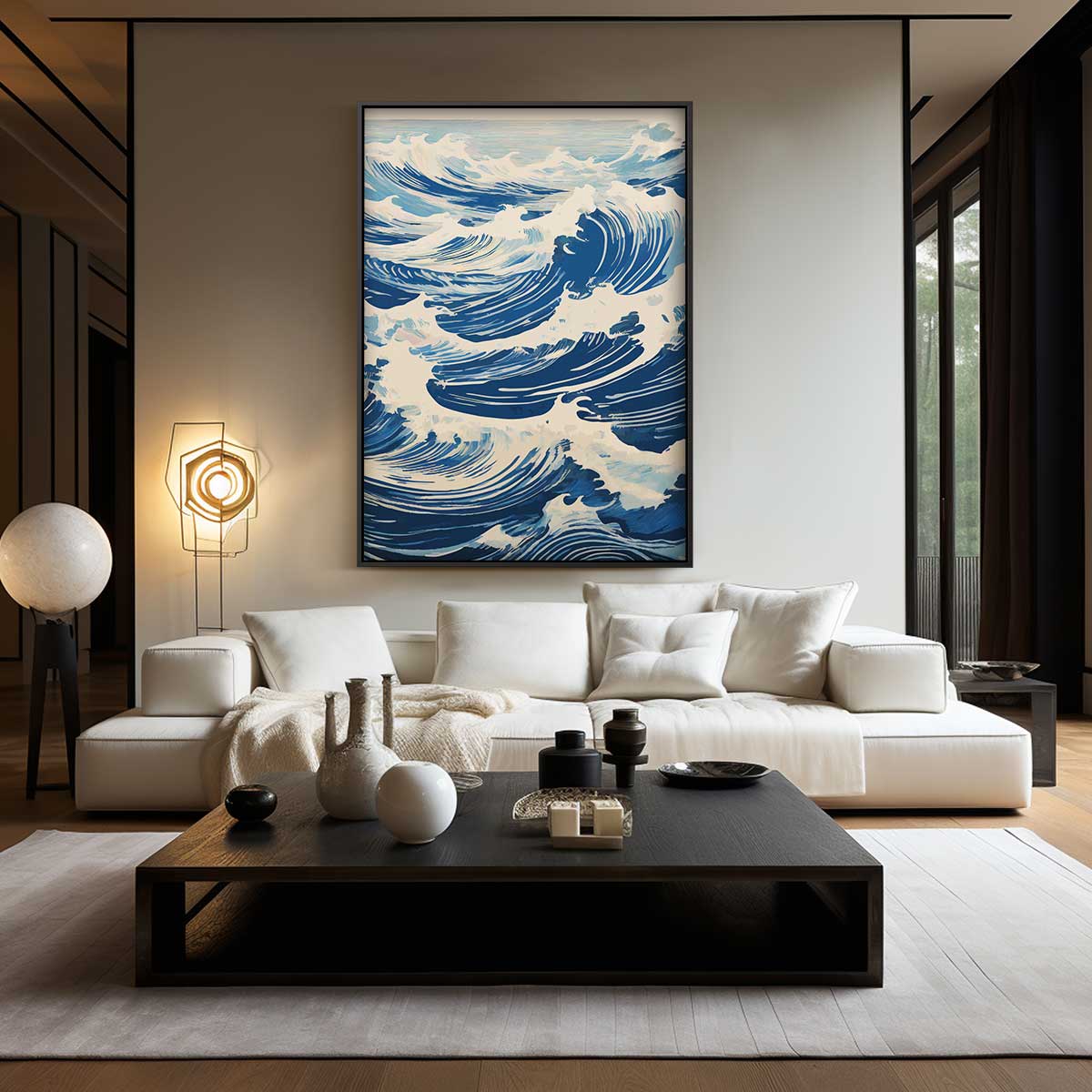 Golven van de Oceaan – kunstwerk met zwarte baklijst