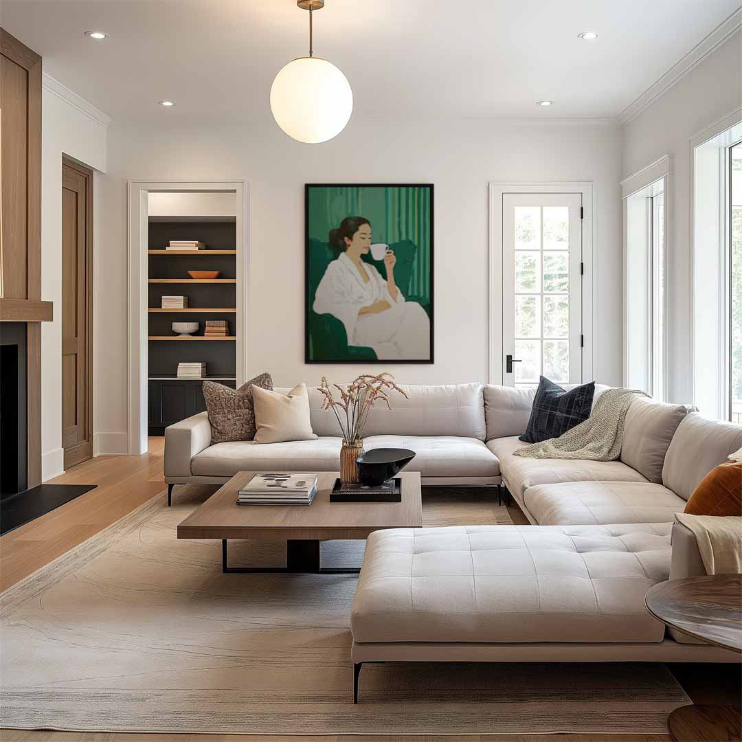 Ontspanning in Groen – plexiglas wanddecoratie in portret formaat