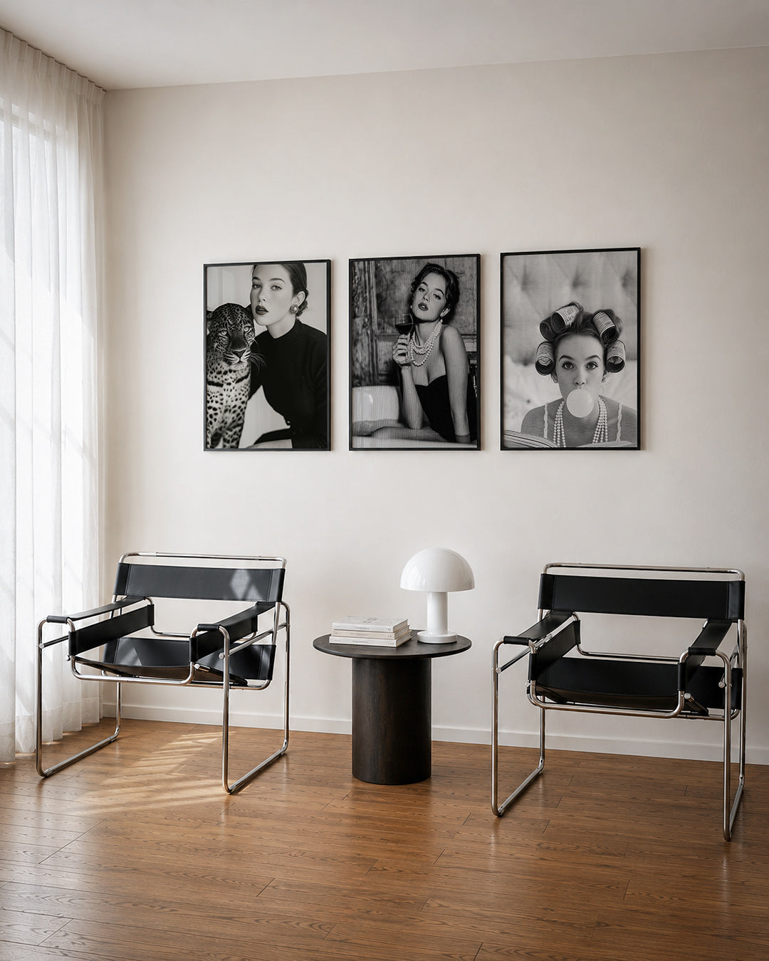 Abstract driedelige posterset – een abstracte posterset met donkere tinten en een rustige
