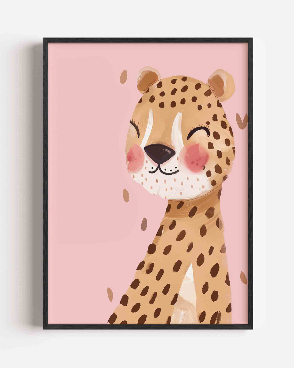 Lachende luipaard – kids portret poster als wanddecoratie