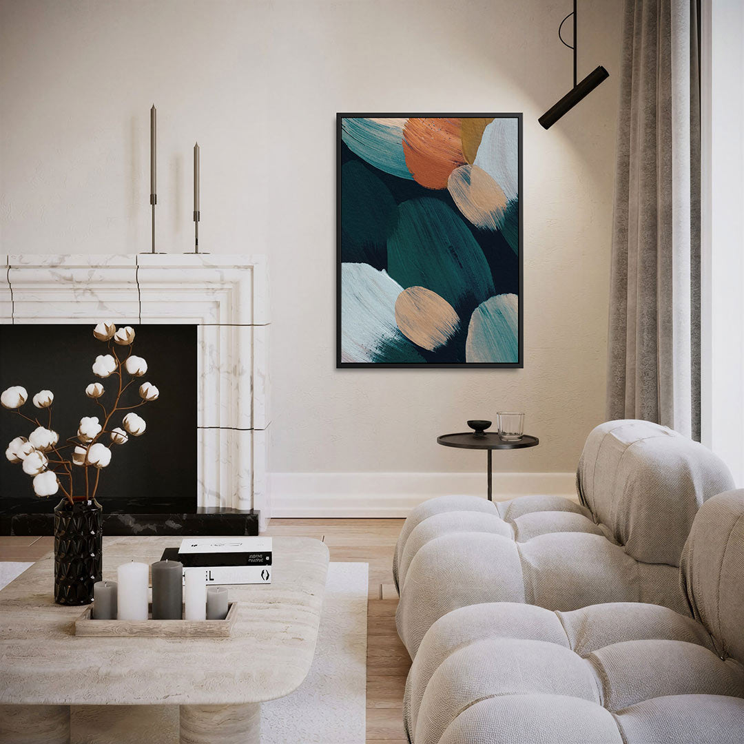 Dynamische kleurencompositie – moderne staande wandkunst