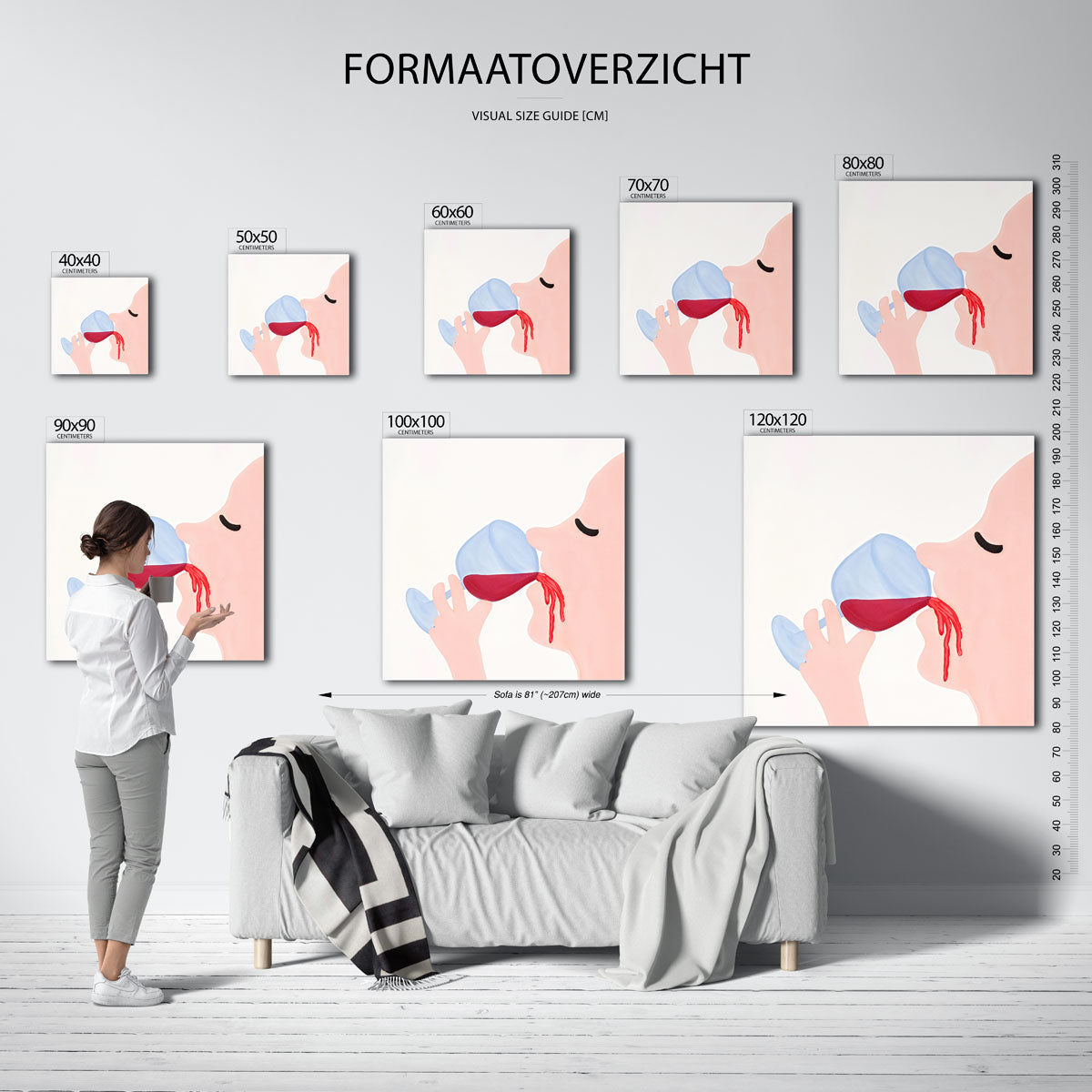 Persoon met wijnglas – vierkante muurposter in Pop Art stijl