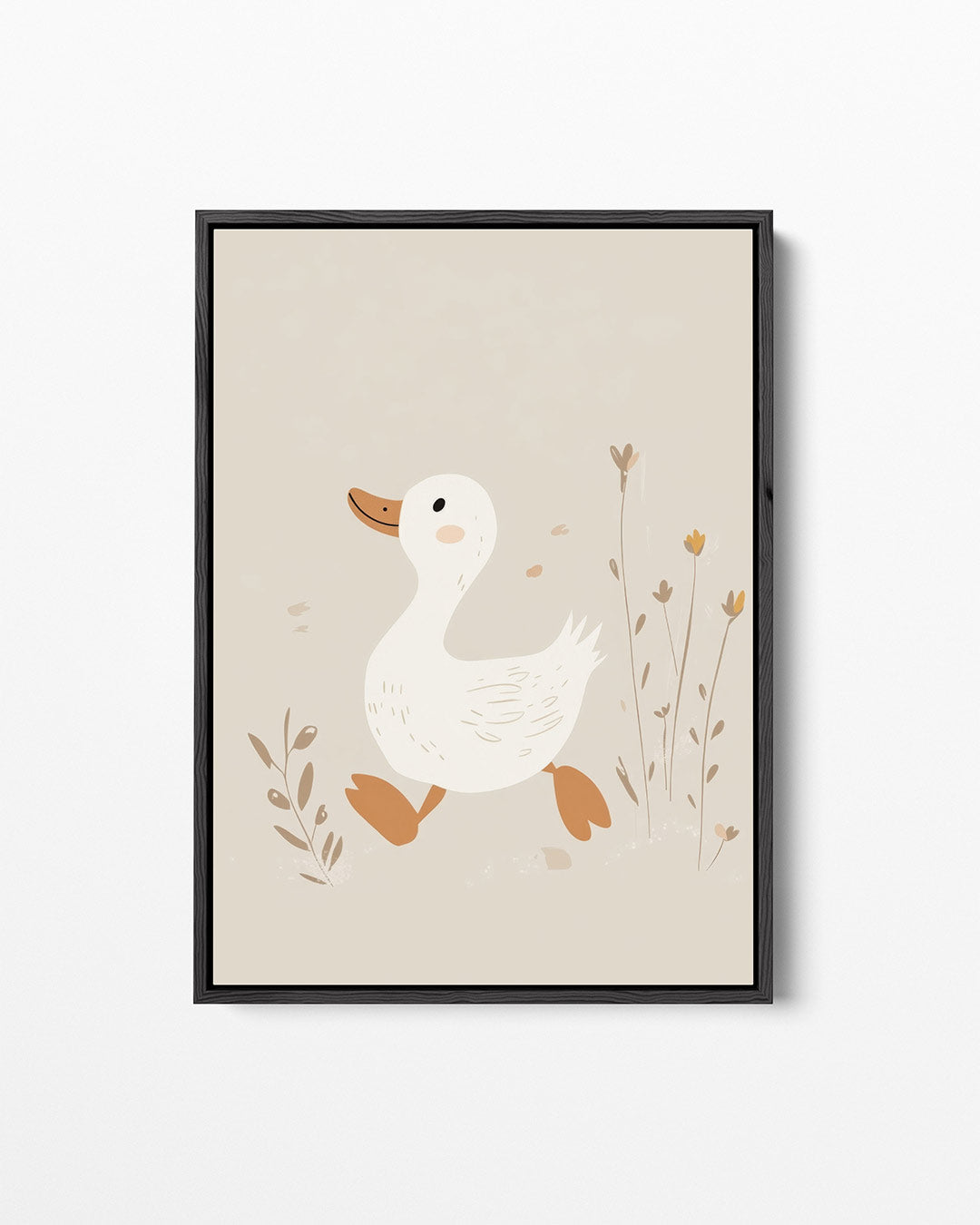 Speelse eend illustratie – staand wanddecoratie kunstwerk