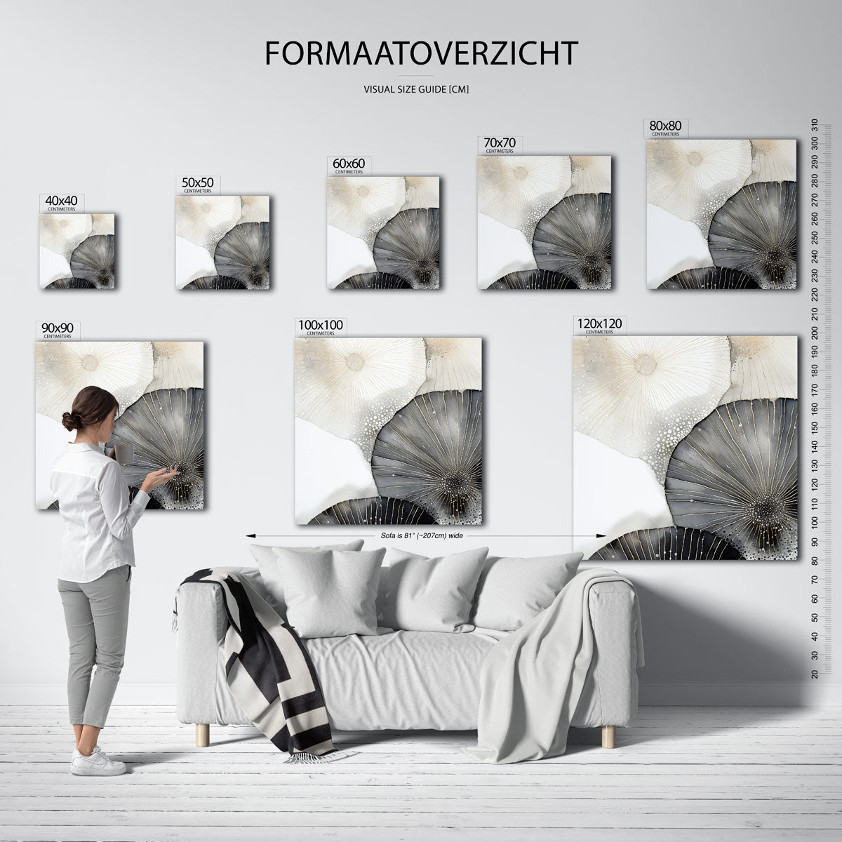 Abstracte cirkels – vierkante muurposter met zachte abstracte vormen