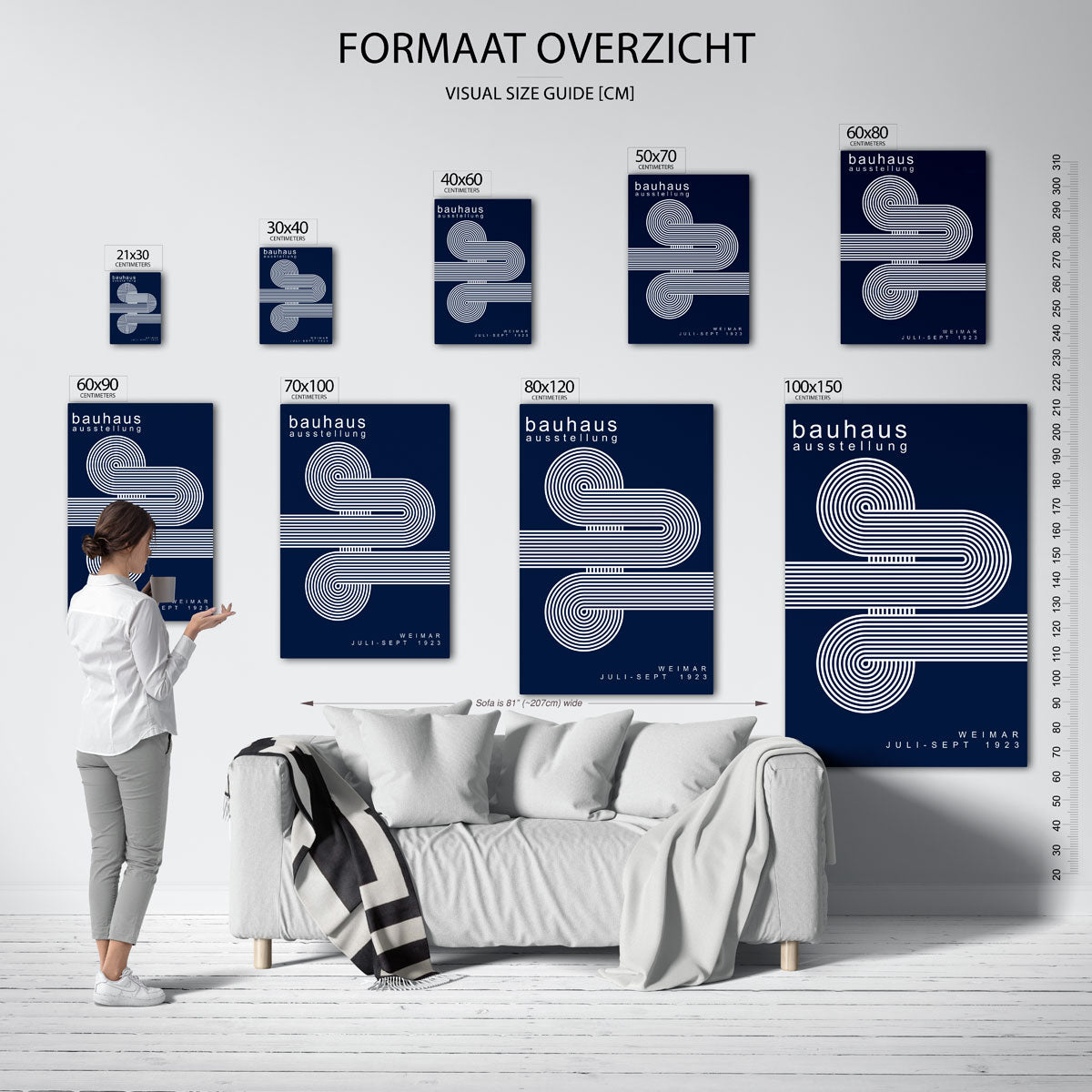 Lijnenspel en cirkel – geometrische poster in Bauhaus-stijl van WallArtistic