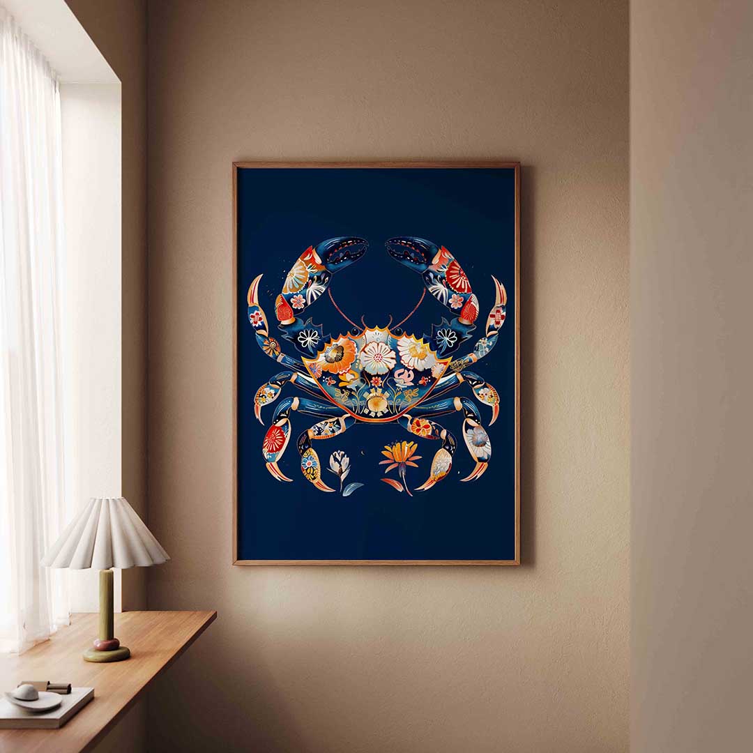 Bloemenkrab – staande dieren wanddecoratie van WallArtistic