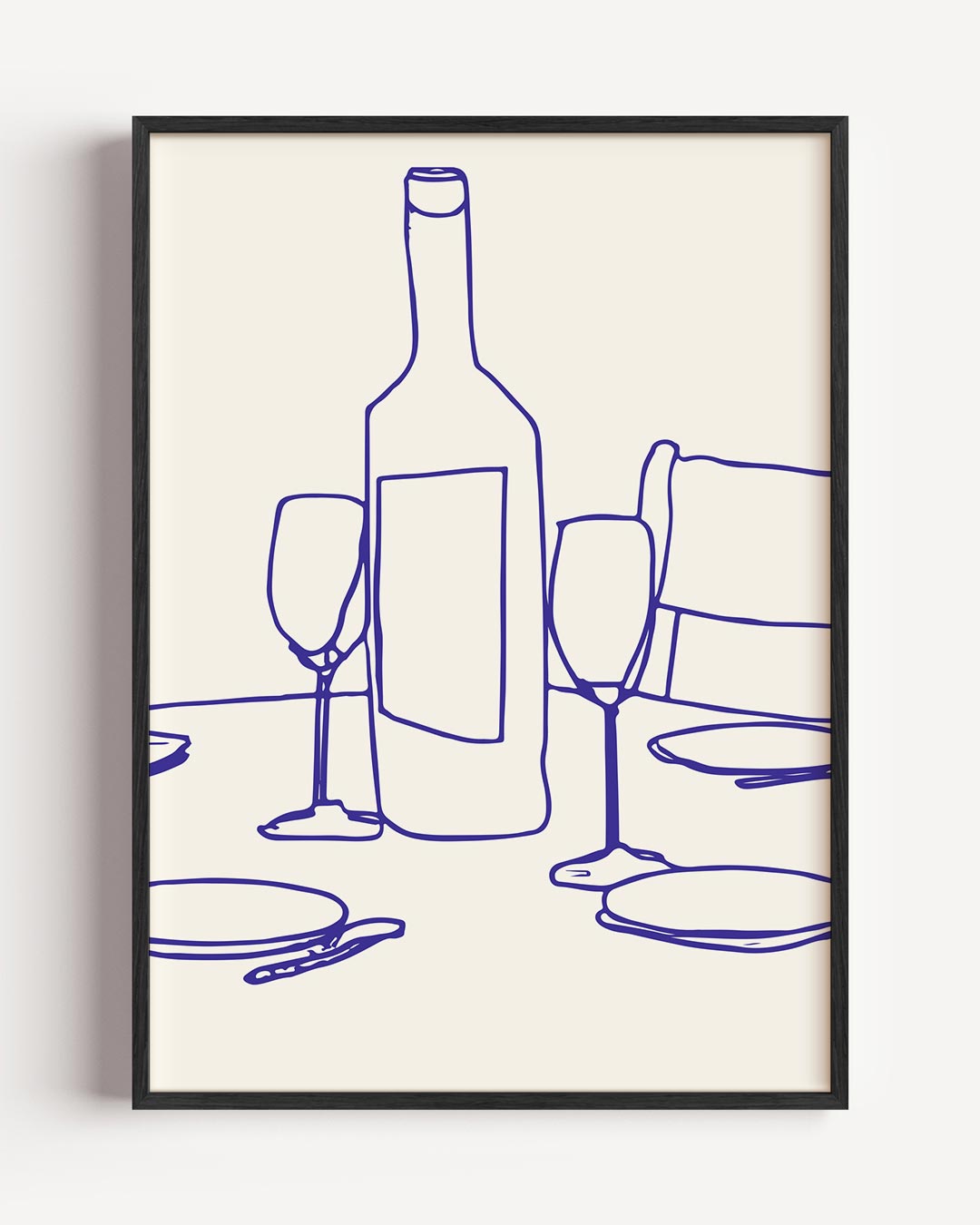 Scandinavische Wijnavond Illustratie – keuken portret poster als wanddecoratie