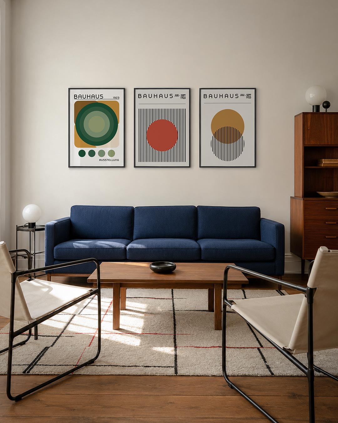 Cirkel en kleurvlakken driedelige posterset – deze posterset in drie delen toont overlappende cirkels in groen en bruin