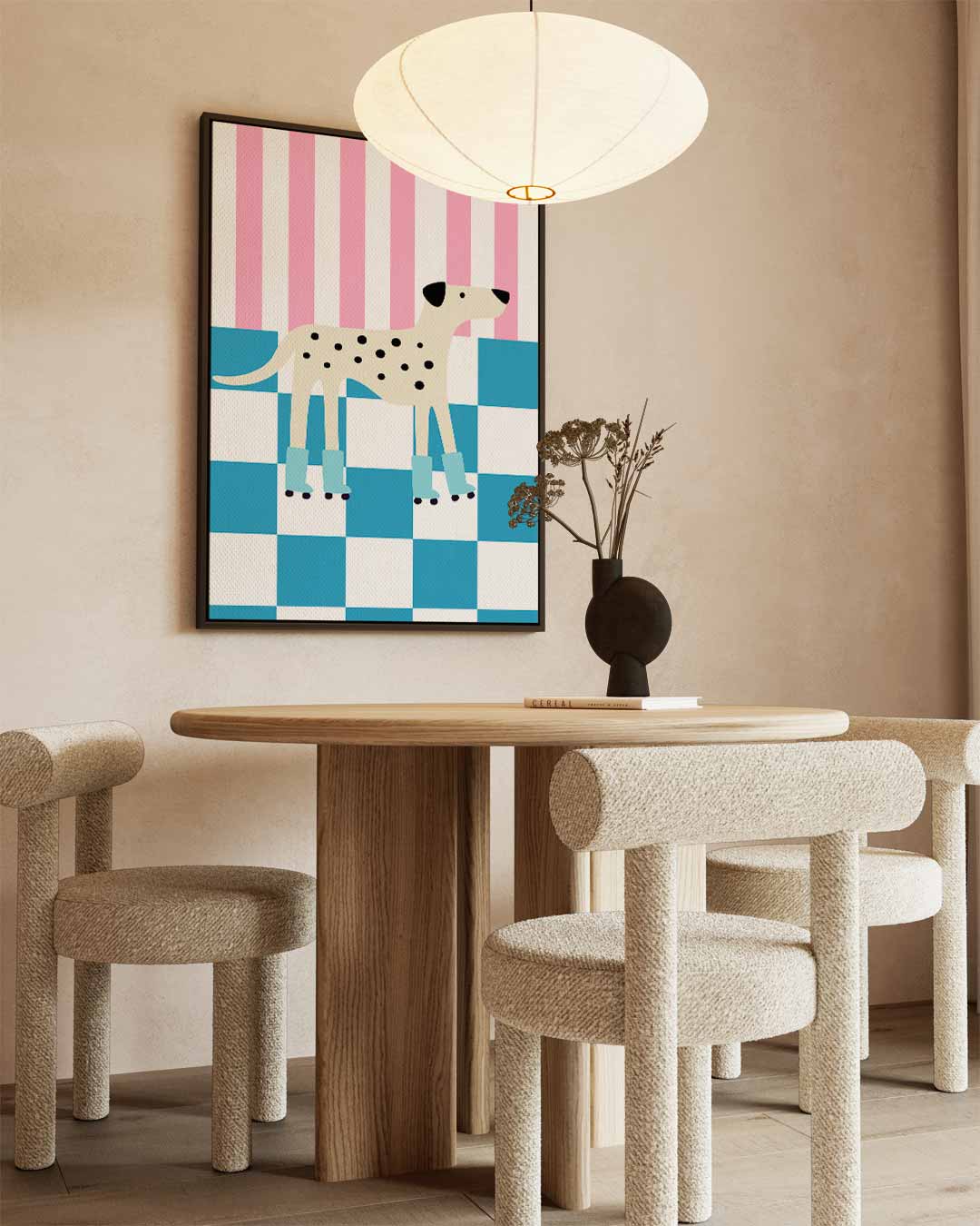 Rollende Dalmatiër – staand kunstwerk voor modern interieur