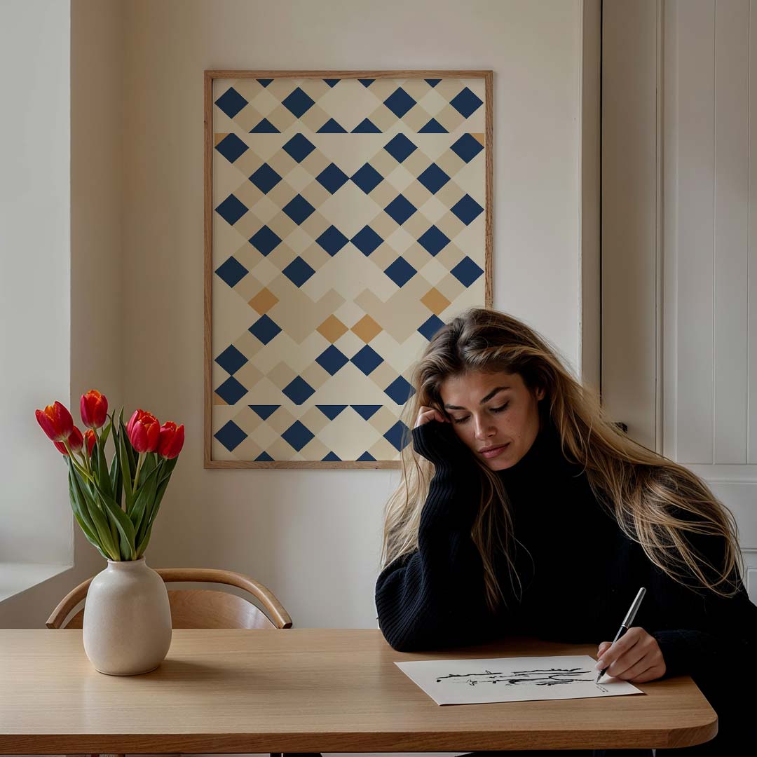 Moderne Retro Stijl – staande muurposter met abstracte vormen