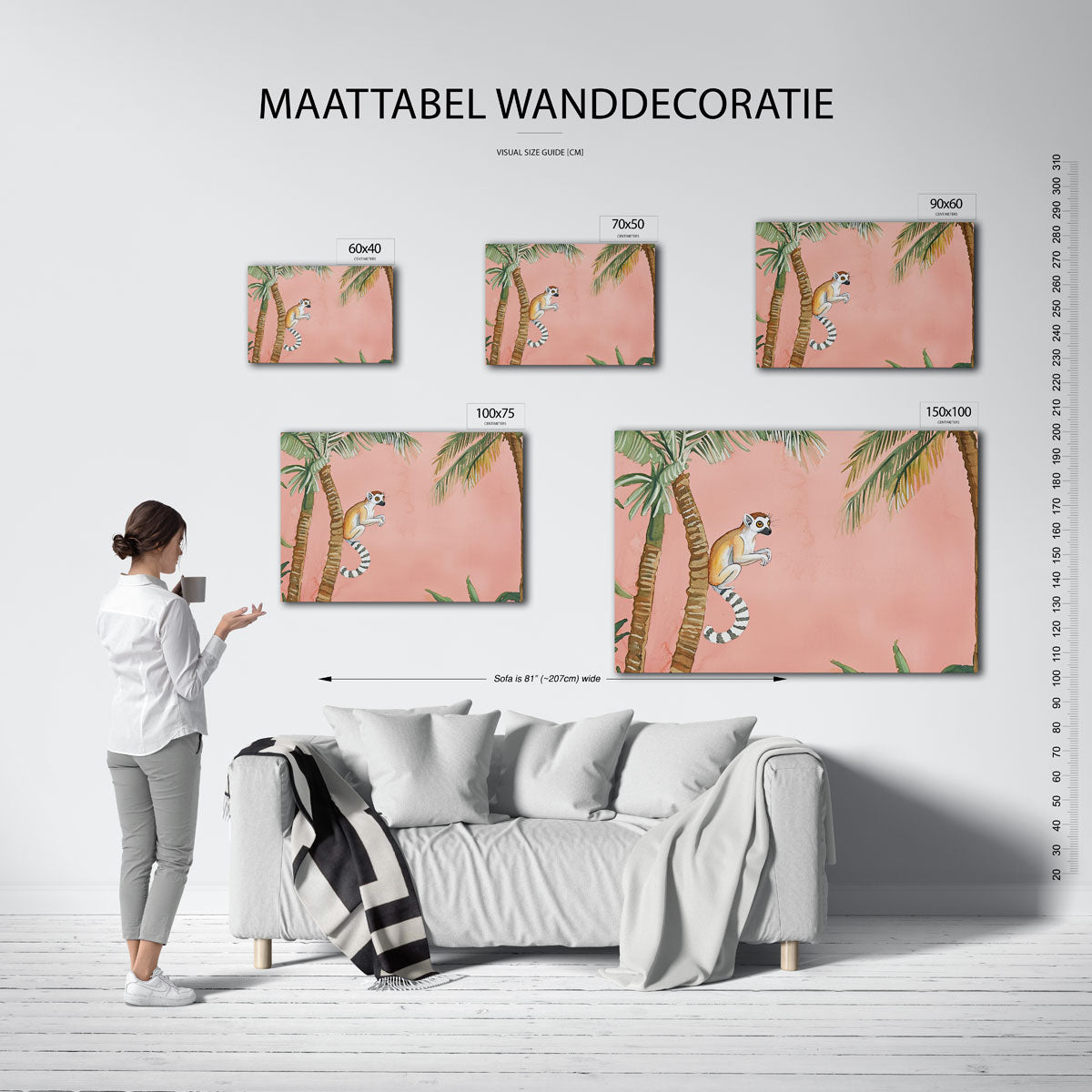 Tropische lemur – kunstwerk op canvas, dibond of plexiglas