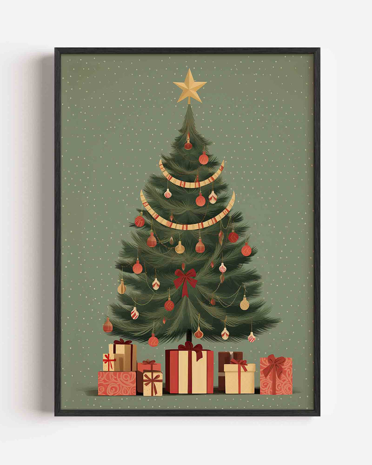 Kerstboom met cadeaus – kerst portret poster als wanddecoratie