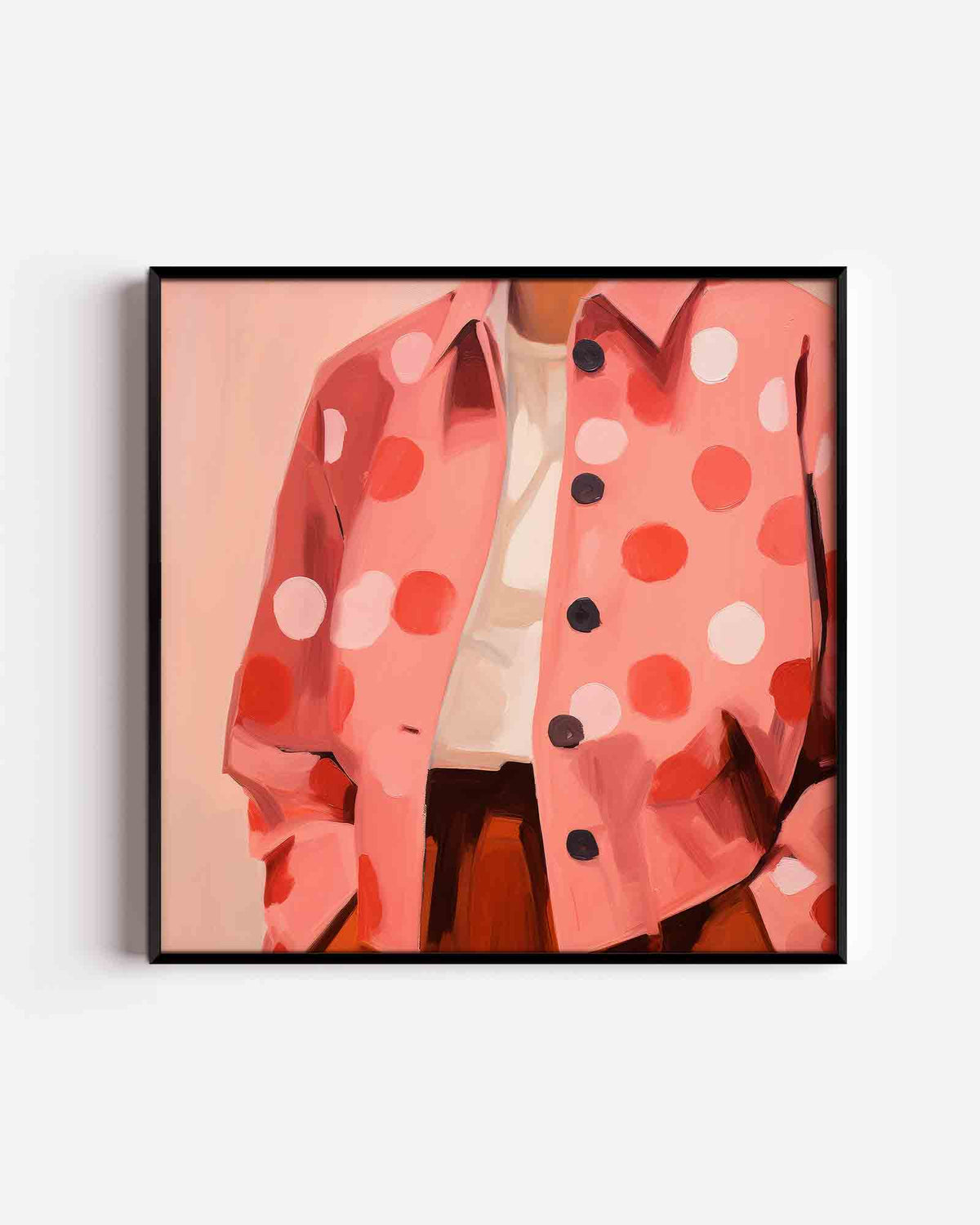 Roze jas met stippen – kleurrijke illustratie poster als wanddecoratie