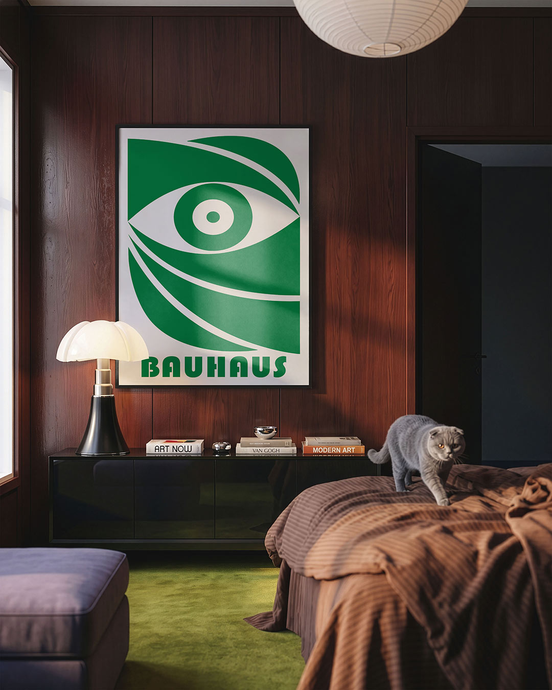 Oogvorm en lijnen – geometrische Bauhaus poster in staand formaat