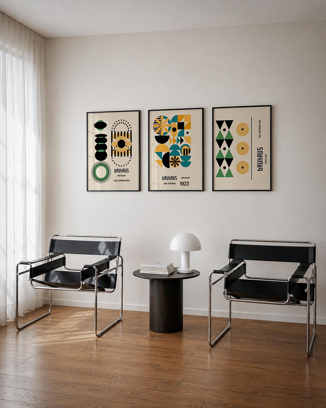 Vormen en vlakkenspel posterset – derde productweergave – deze posterset toont een dynamisch spel van zwarte en groene