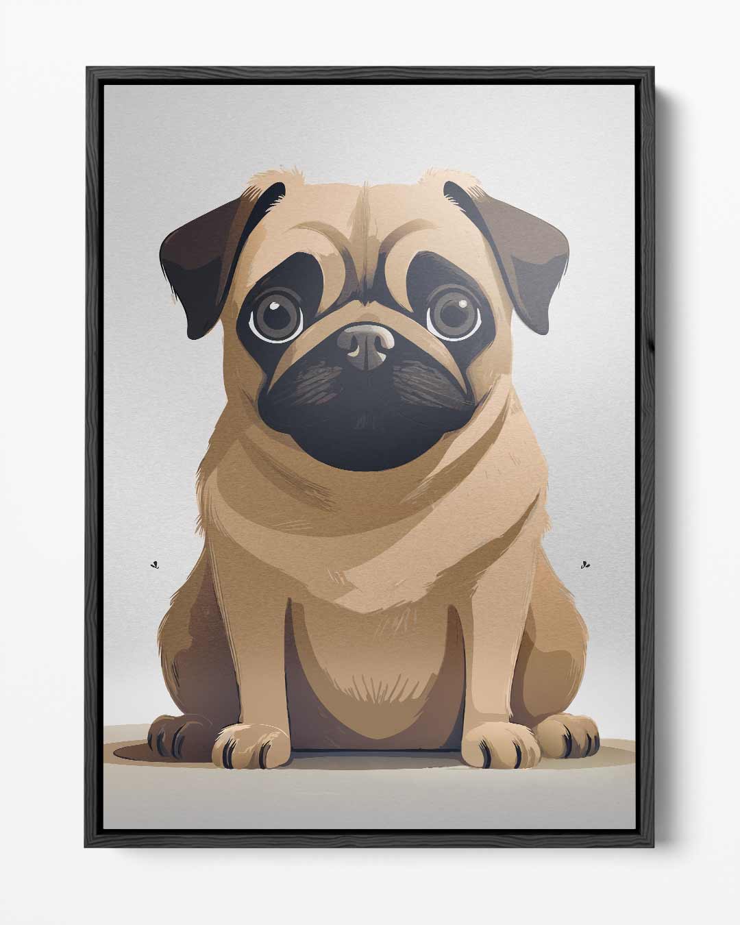 Schattige Mopshond Illustratie – portret kunstwerk als wanddecoratie