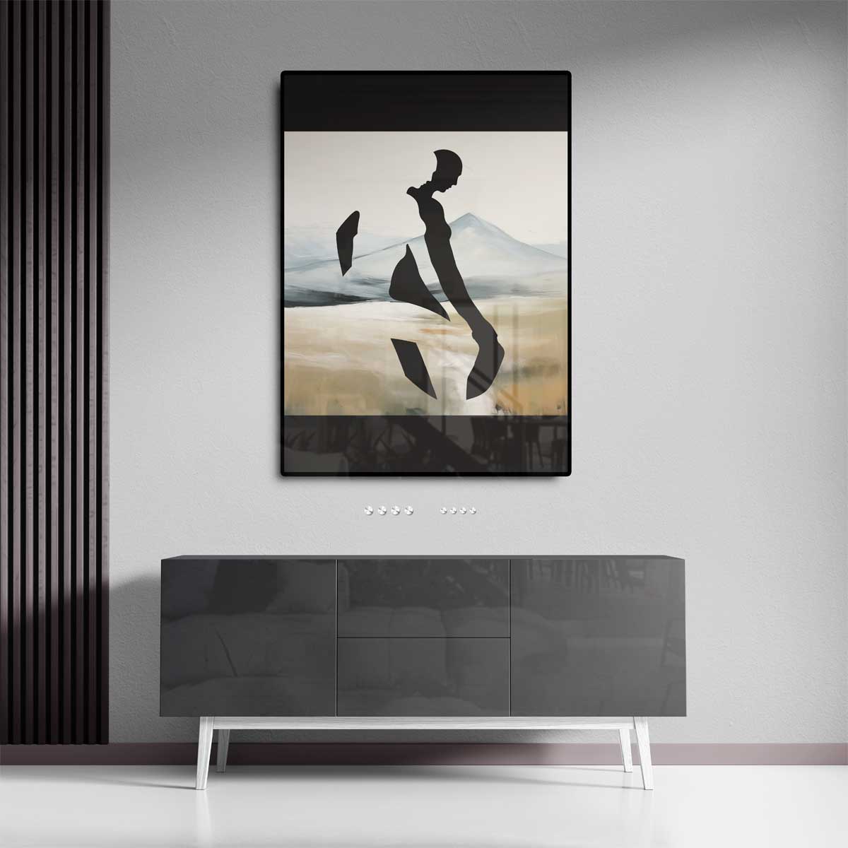 Silhouet in de Bergen – staand kunstwerk voor modern interieur