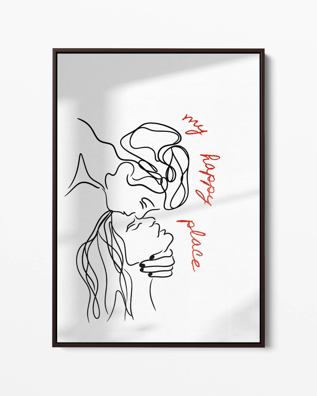My Happy Place Lijntekening – portret kunstwerk als wanddecoratie