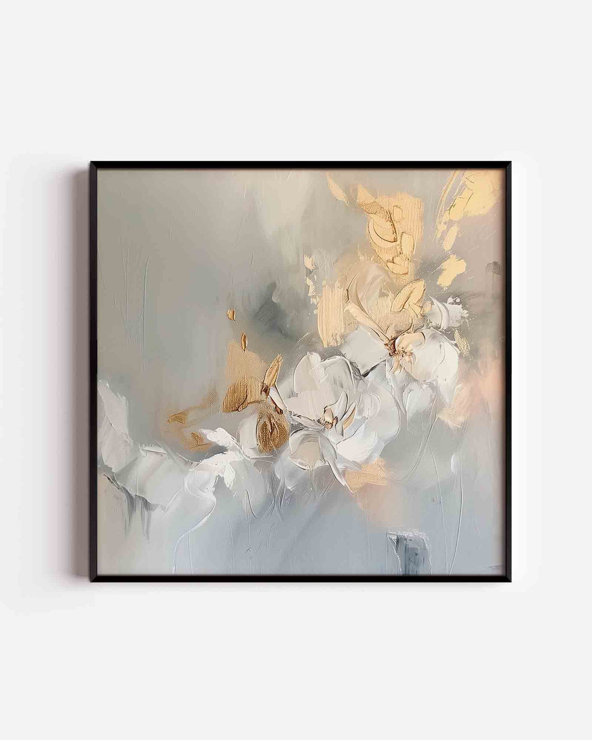 Bloemmotief in beige – vierkante poster met kleur en vormen als wanddecoratie
