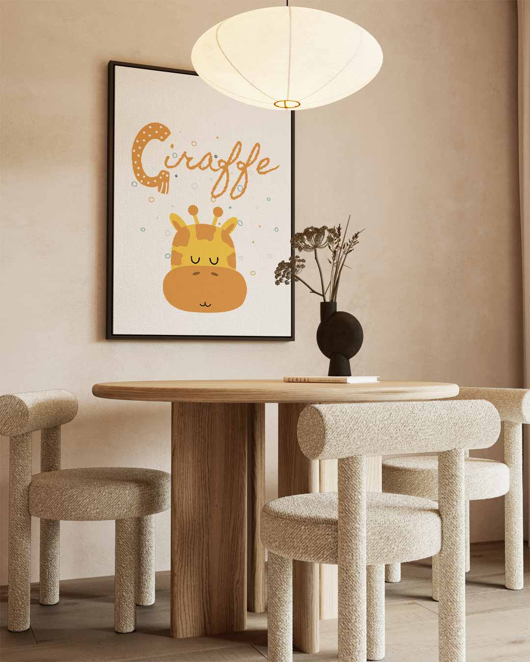 Dromerige Giraffe Illustratie – staand kunstwerk voor modern interieur