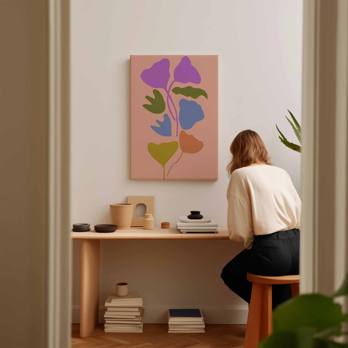 Kleurrijke Bloempatronen – staand kunstwerk voor modern interieur