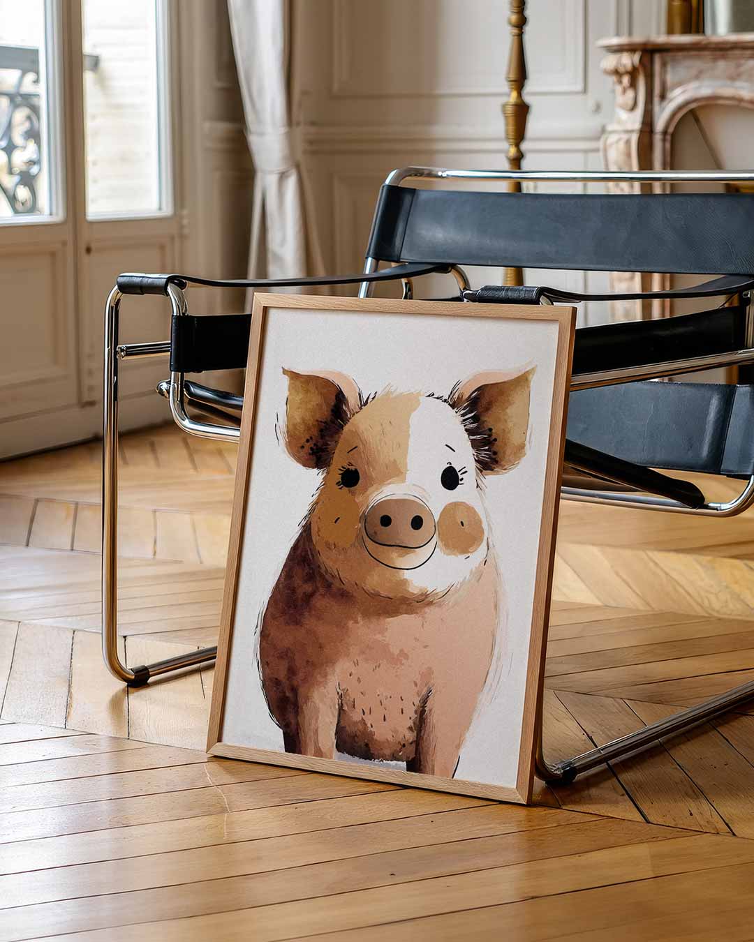 Schattige Varkensvriend – urban poster in staand formaat