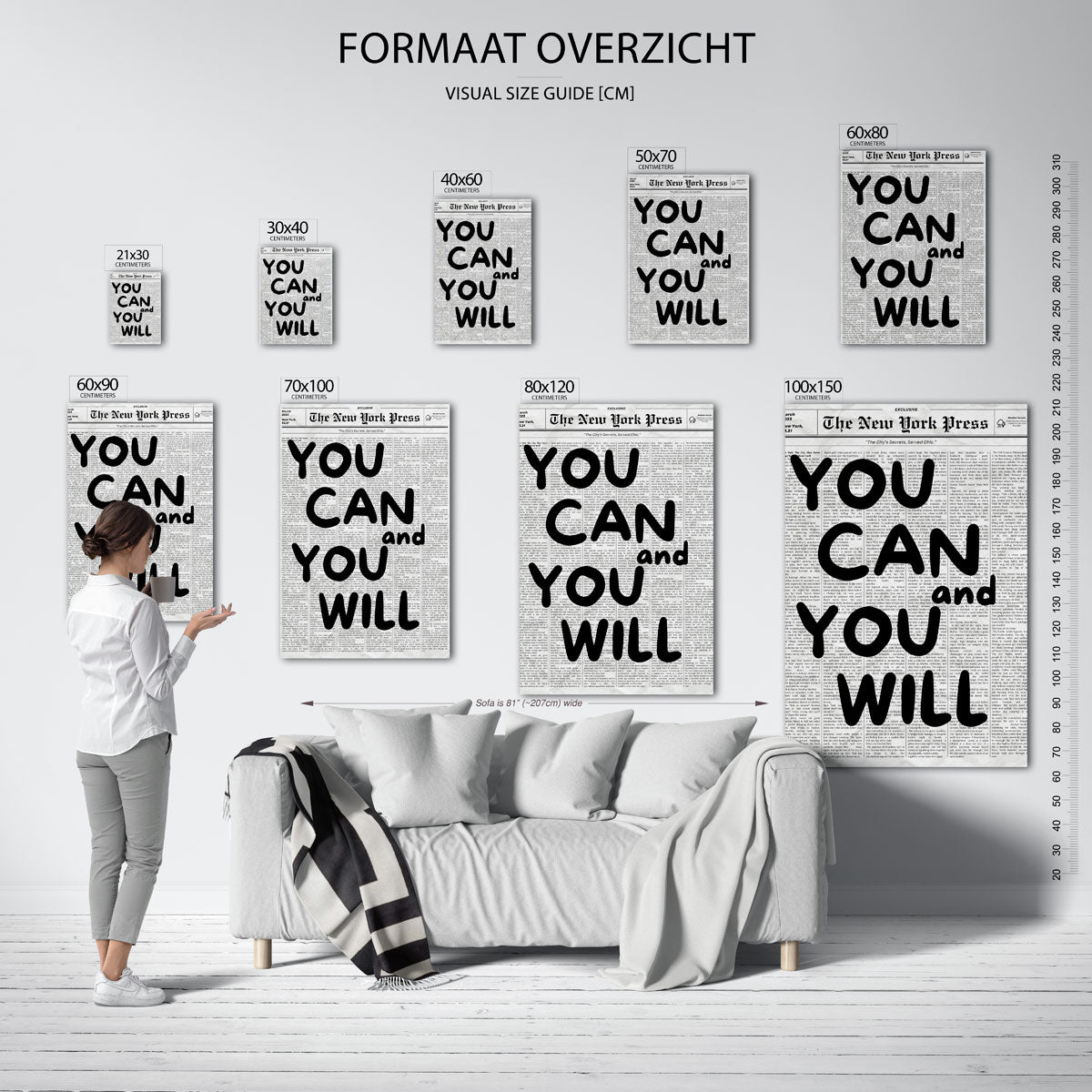 You can and you will – staande muurposter in Pop Art stijl
