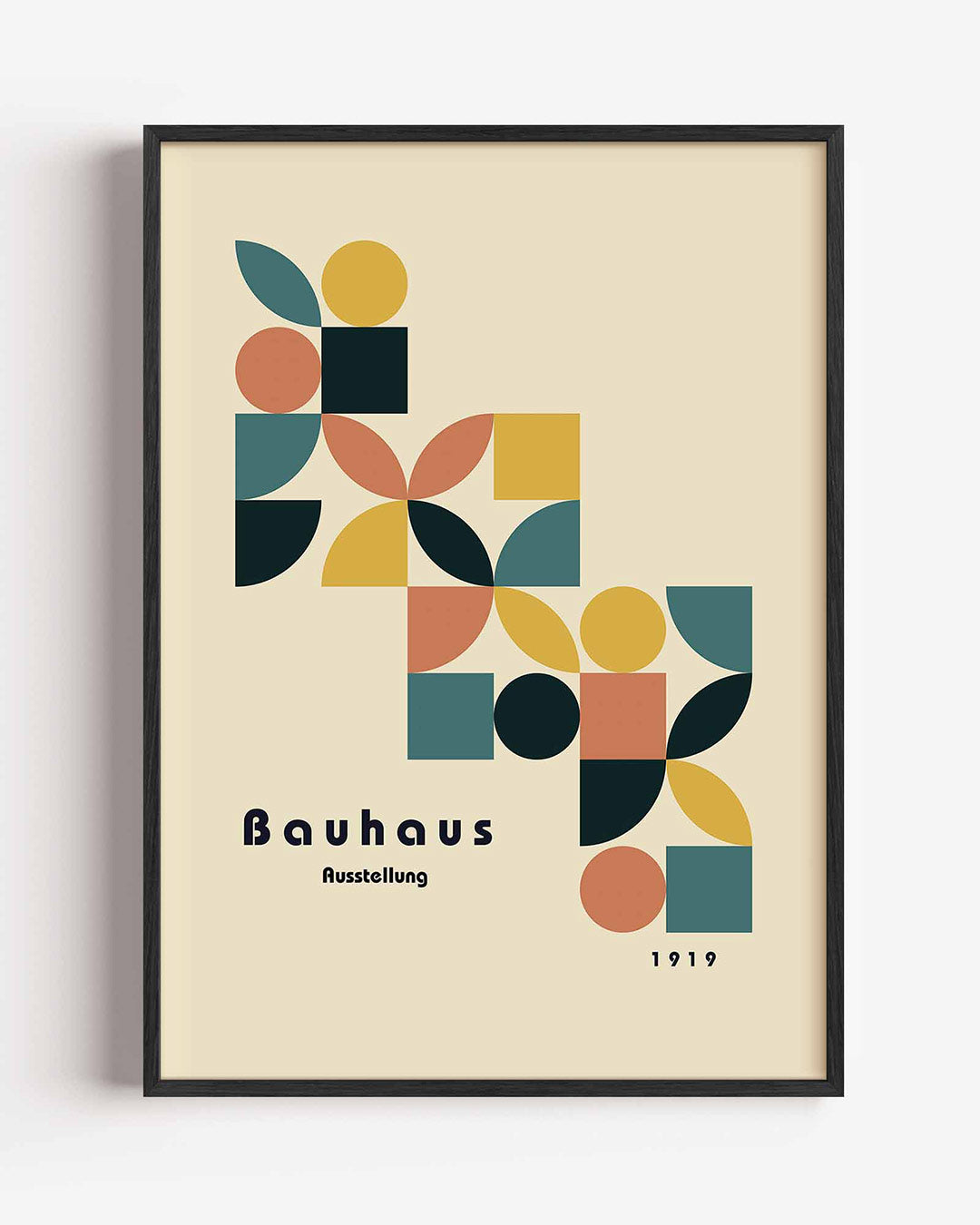 Vormritme en kleur – staande Bauhaus poster als wanddecoratie