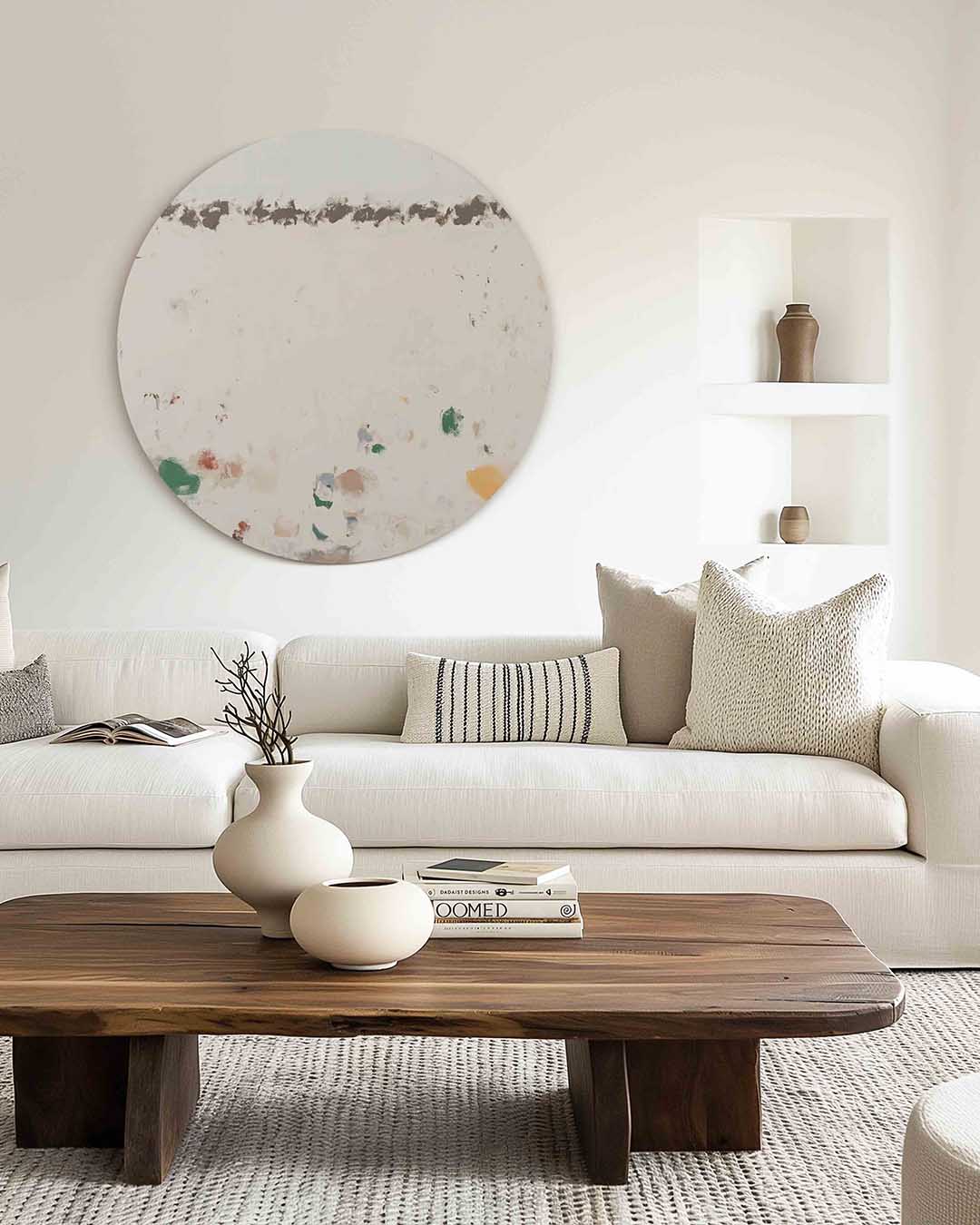 Abstracte vormen – muurcirkel met kleur en vormen voor aan de muur