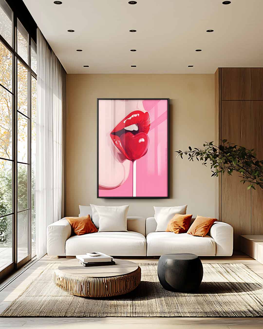 Sweet Temptation Pop Art – plexiglas wanddecoratie in portret formaat