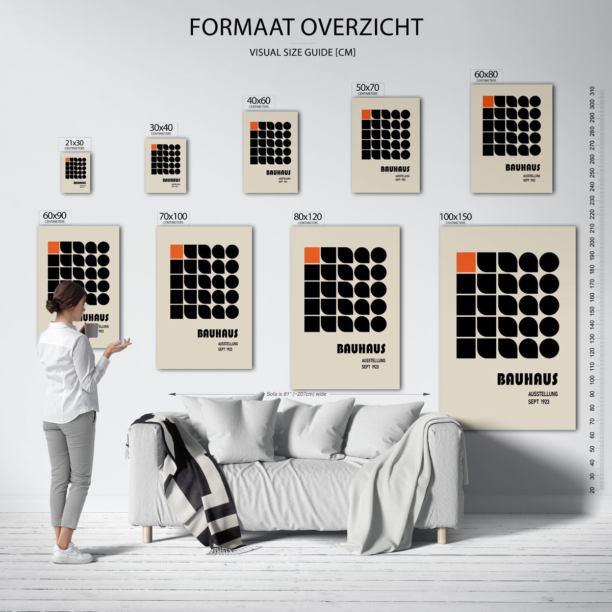 Vormritme en kleur – geometrische poster in Bauhaus-stijl van WallArtistic