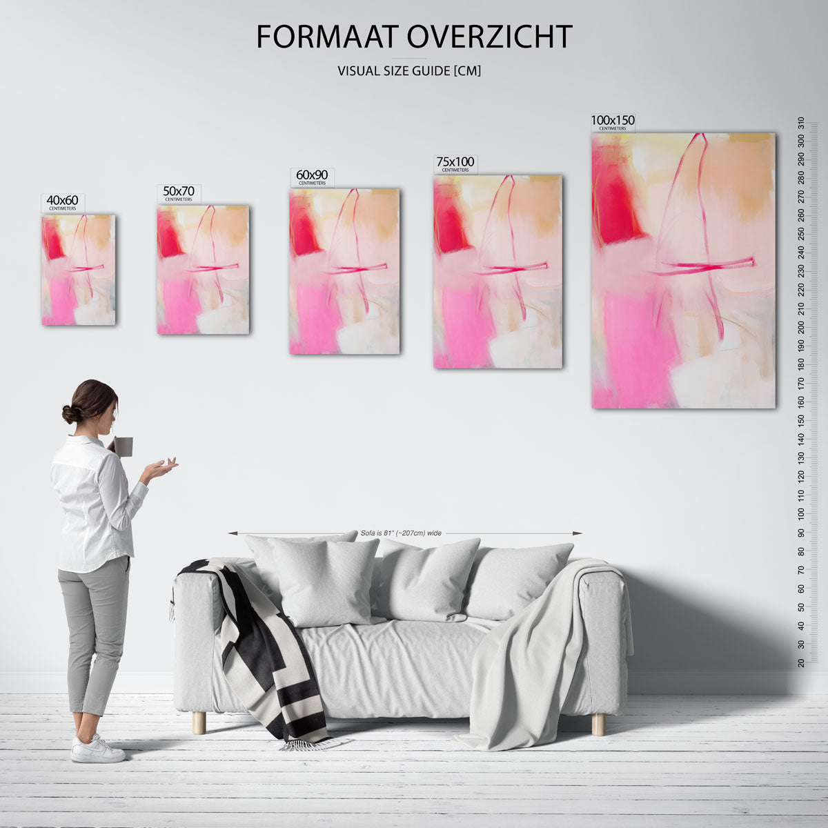 Vloeiende kleurencompositie – staand wanddecoratie kunstwerk