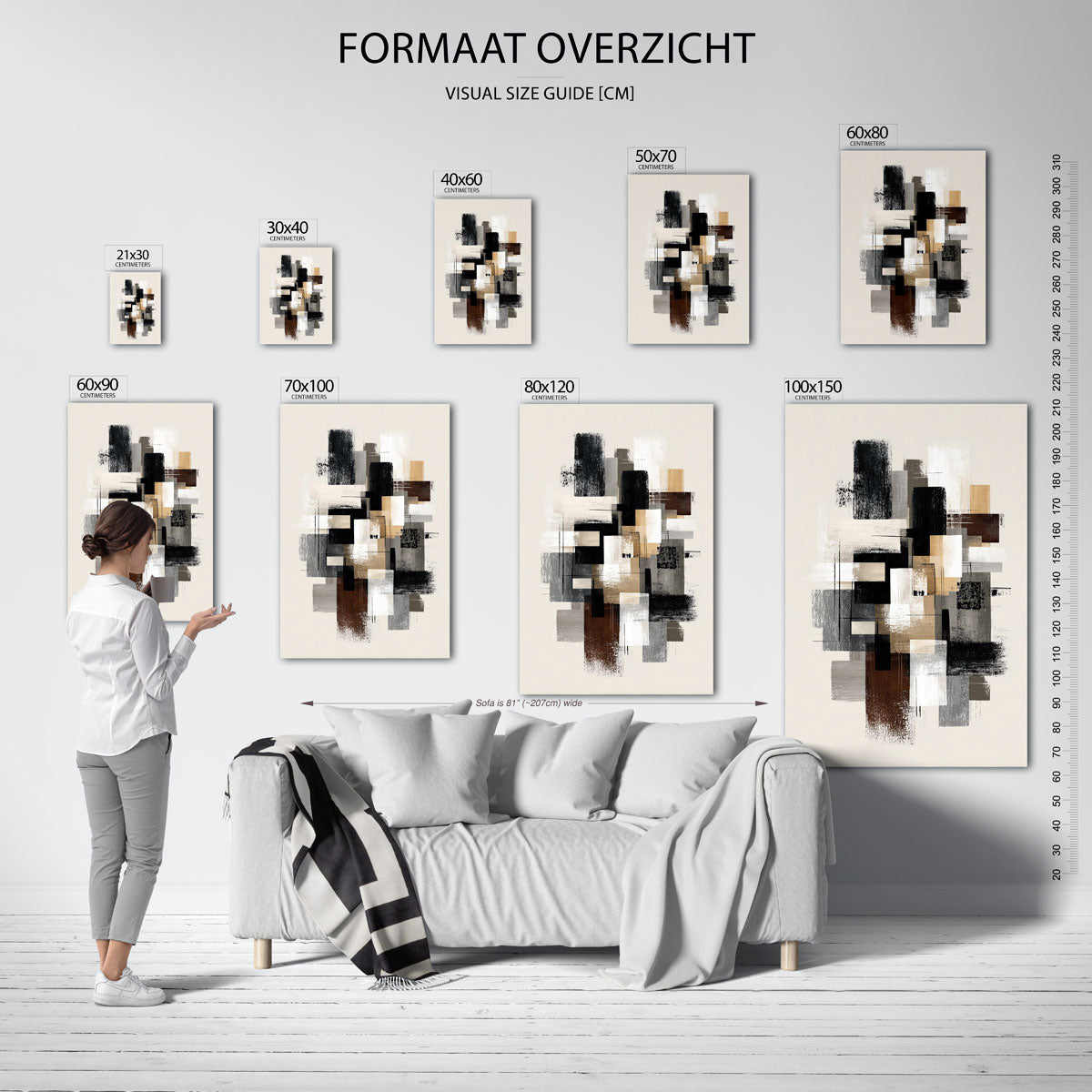 Abstracte rechthoeken – staande muurposter met abstracte vormen