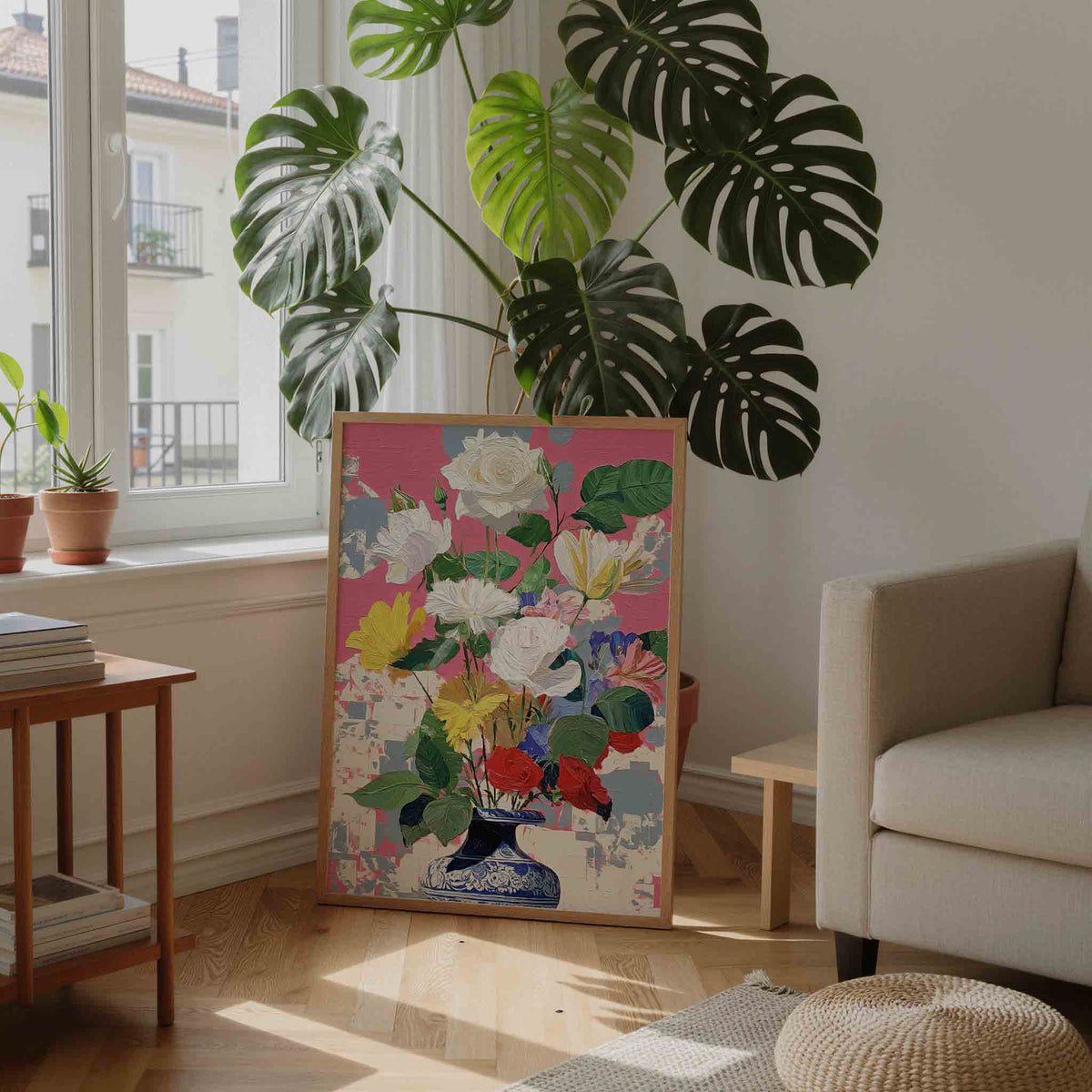 Bloemen in vaas – staande dromerige wanddecoratie van WallArtistic