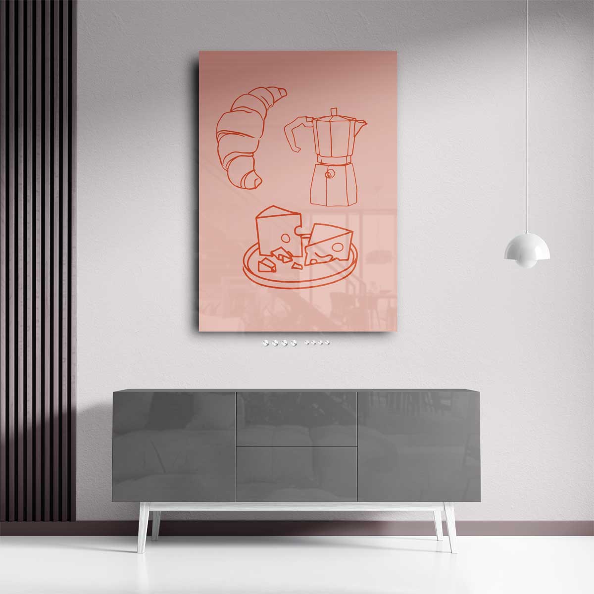 Ontbijt in Lijntekeningen – kunstwerk met zwarte baklijst