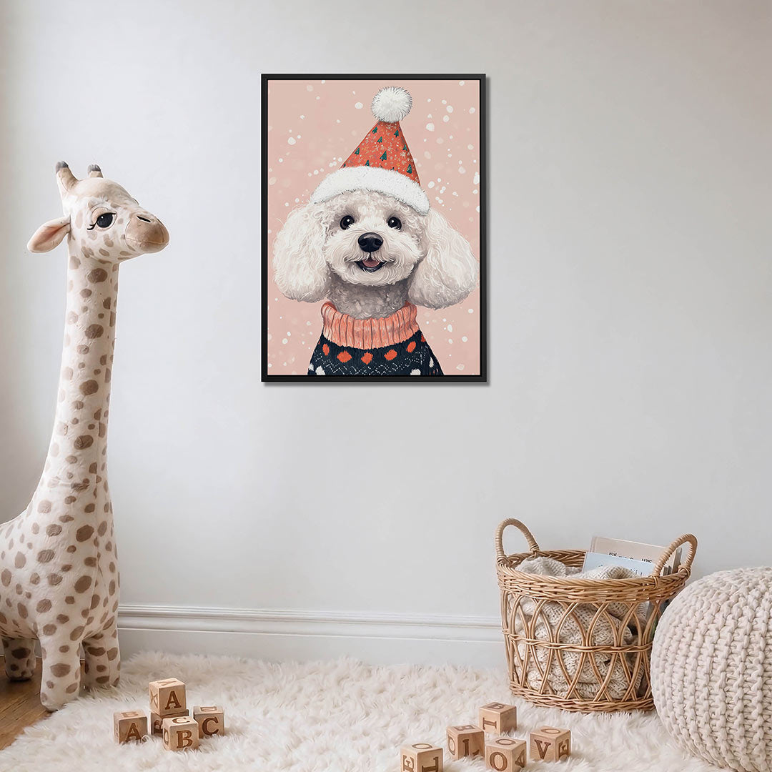 Vrolijke hond kerst – moderne staande wandkunst