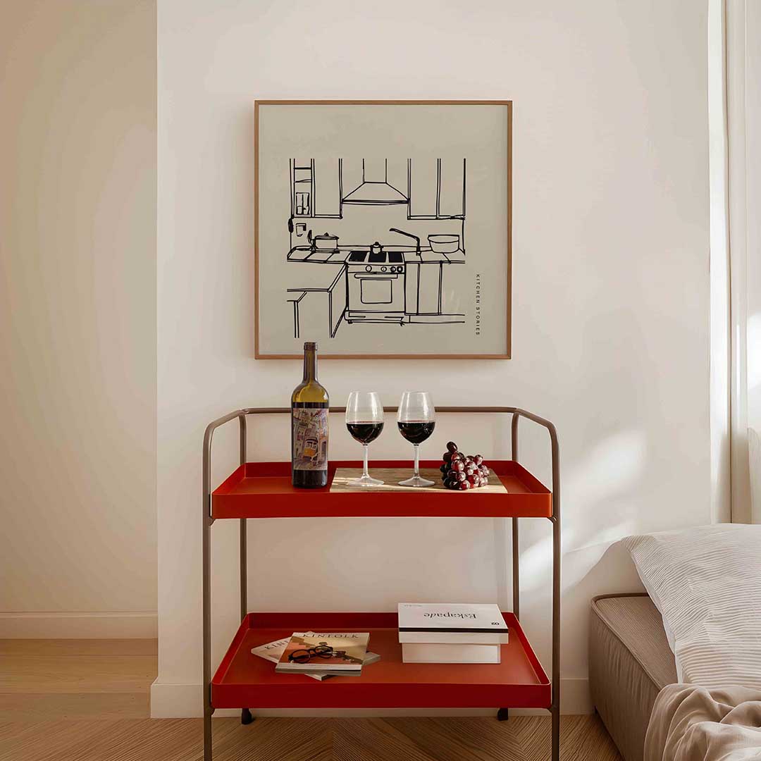Keuken schets – vierkante keuken wanddecoratie van WallArtistic