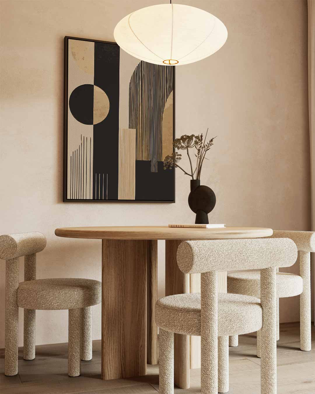 Modern Geometrisch Wandkunstwerk – kunstwerk met zwarte baklijst