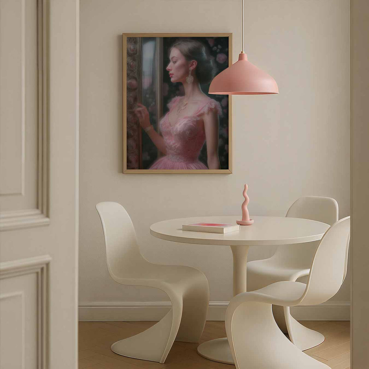 Dromerige Elegantie in Roze – staande paas wanddecoratie van WallArtistic