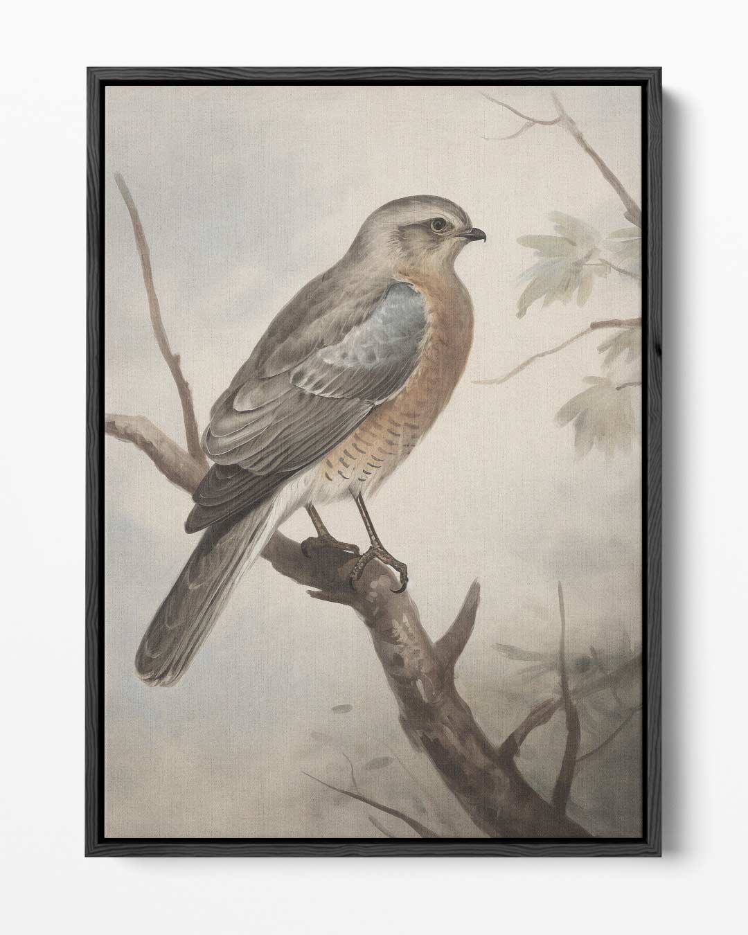 Vogelschilderij op tak – portret kunstwerk als wanddecoratie