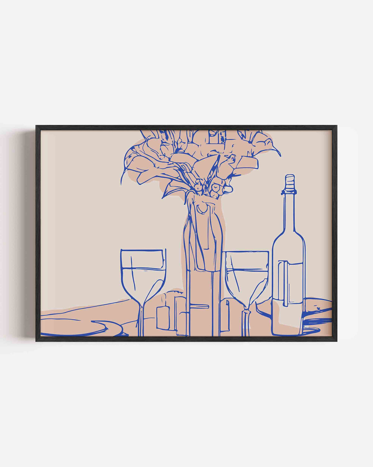 Stilleven met bloemen en glazen – keuken landscape poster als wanddecoratie