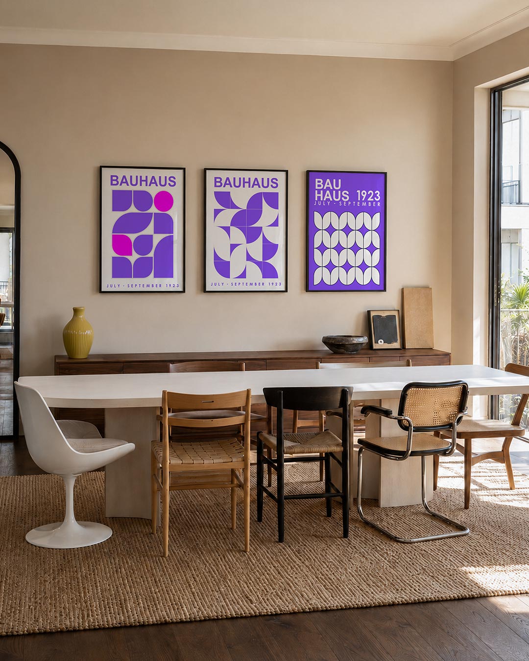 Vorm en kleur driedelige posterset – deze posterset in drie delen toont een speelse combinatie