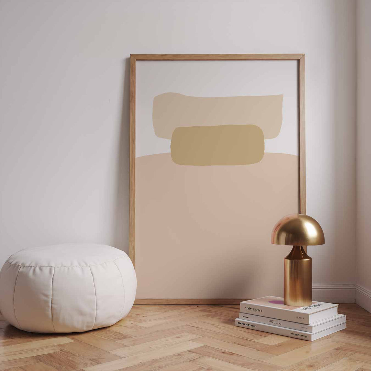 Minimalistische Beige Vormen – staande kleurrijke abstracte wanddecoratie van WallArtistic