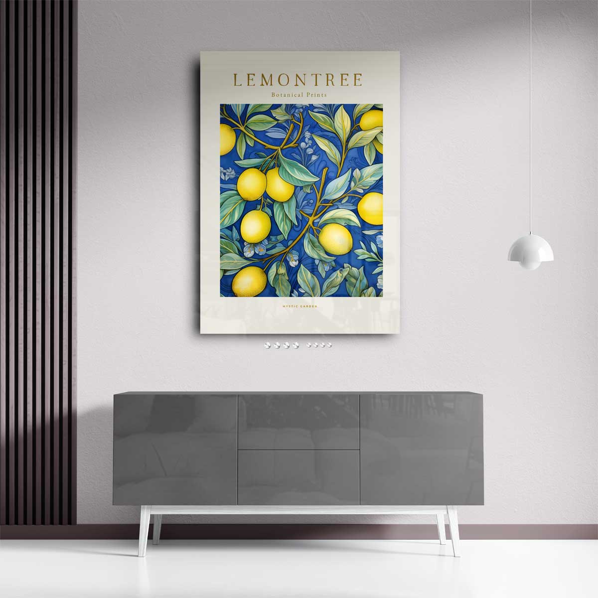 Citroenboom Botanische Print – kunstwerk met zwarte baklijst