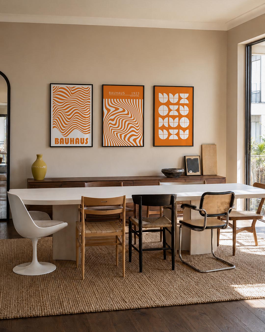 Golvend lijnenspel posterset – tweede productweergave – deze posterset in drie delen toont een dynamisch spel van golvende
